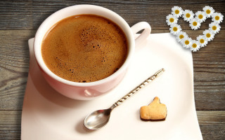 Coffee spoon plate daisies heart - cookie free wallpaper