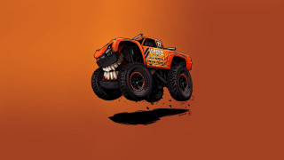 Monster truck flying teeth shock - a monster truck free wallpaper
