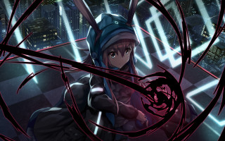 Woman hat suit sword city - her hand and a city in the background free wallpaper