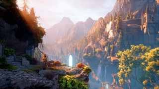 Mountain waterfall cave autumn city - a mountain landscape free wallpaper