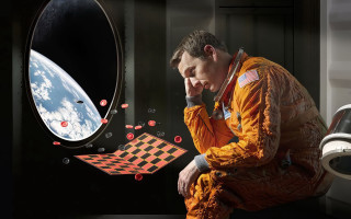Man orange space suit mirror - analytical free wallpaper
