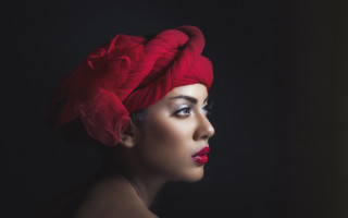 Woman red turban red lips - her lip free wallpaper