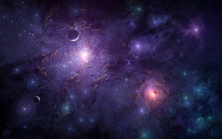 Space stars planets red light - chris cold free wallpaper