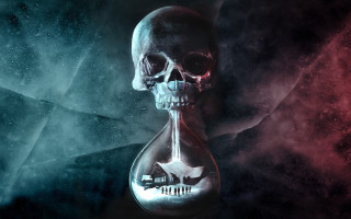 Skull beak glass bottle red - liquid free wallpaper
