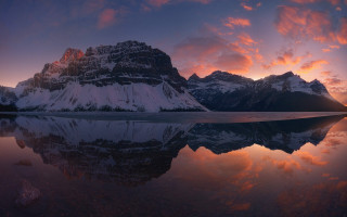 Mountain range lake sunset clouds 4 - a few mountain free wallpaper