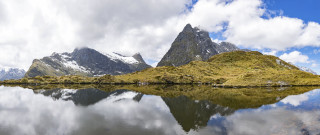 Mountain lake clouds sunset nature 2 - a few mountain free wallpaper