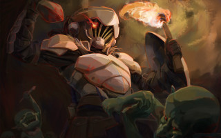 Fire demon armor blonde sword - fantasy concept art free wallpaper