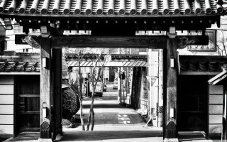 Black white gate japanese building - eishōsai chōki free wallpaper