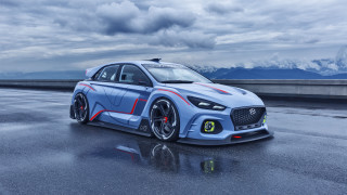 Blue car red stripe mountains - concept design free wallpaper