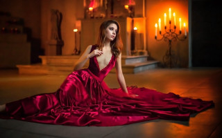 Woman red dress candles gothic - candle free wallpaper for desktop