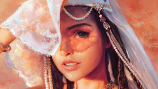 Woman veil pearls fantasy digital - artgerm free wallpaper