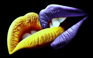 Yellow purple lips popart vivid - vivid color free wallpaper