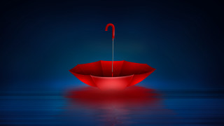 Red umbrella floating water blue - a red umbrella free wallpaper
