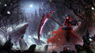 Woman red dress sword snowy - a red cloak free wallpaper