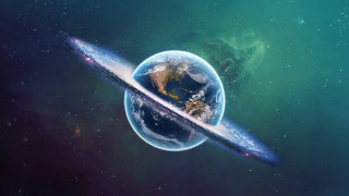 Large object flying over planet - a large object free wallpaper for desktop