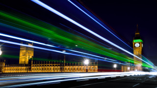Clock tower night lights reflection - long exposure free wallpaper