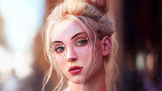 Woman glasses bun digital painting - artgerm free wallpaper