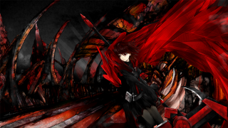 Anime red hair black outfit 3 - a anime character free wallpaper