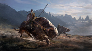 Mountain horseman spear epic fantasy - mountainous free wallpaper