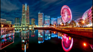Ferris wheel night cityscape tokyo 2 - a ferris wheel free wallpaper