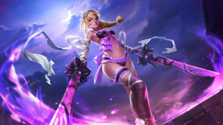 Purple woman sword flame energy - a purple outfit holding free wallpaper