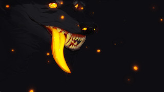 Black wolf glowing eyes fangs - a black wolf free wallpaper