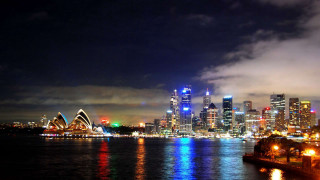 Australian tonalism cityscape night water - elizabeth durack free wallpaper