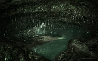 Cave stream entrance icicles water - cryengine free wallpaper