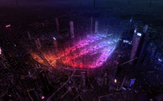 Stadium lights crowd holography aurora - a large stadium free wallpaper