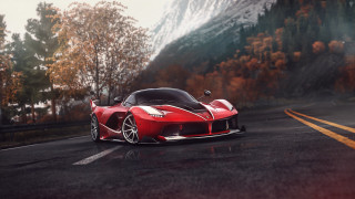 Red sports car mountains autumn - the mountain free wallpaper