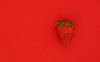 Strawberry red background green stem - david diao free wallpaper