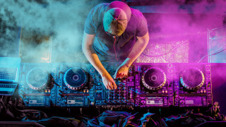 Dj mixing purple smoke neon - a stage free wallpaper