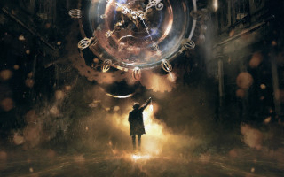 Dark alley clock fantasy planet - bastien lecouffedeharme free wallpaper