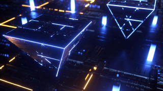 Futuristic glowing shapes cityscape holography - a futuristic background free wallpaper