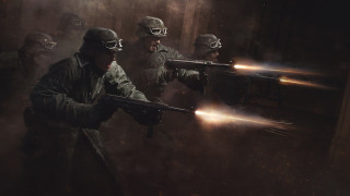 Soldiers guns dark room smoke - david palumbo free wallpaper