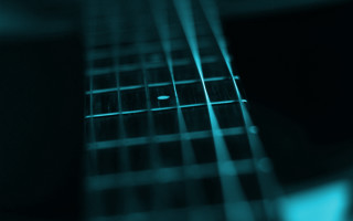 Guitar neck blue hologram long - blue light free wallpaper