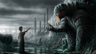 Swamp giant city glowing light - cyril rolando free wallpaper