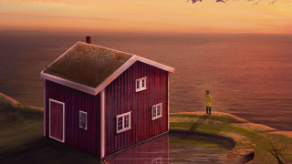 House person bird cliff magical - alexander jansson free wallpaper