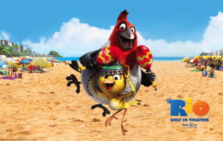 Cartoon character riding chicken beach - rasquache free wallpaper