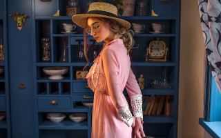 Elina karimova pink dress hat - art nouveau fashion free wallpaper