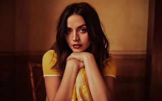 Woman sitting portrait freckles blackhair - free vintage wallpaper