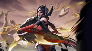 Woman armor sword flame hood - fan qi free wallpaper