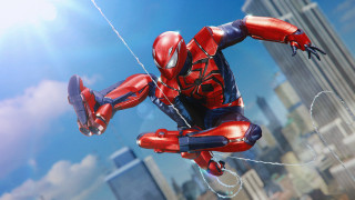 Spiderman flying cityscape blue sky - ultra free wallpaper