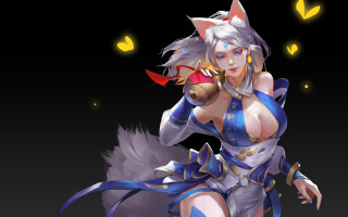 Cat fox woman sword blue - a costume free wallpaper for desktop