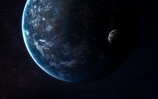 Blue planet moon stars space - a blue planet free wallpaper