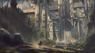 Horseman hillside city forest statue - a horse next free wallpaper