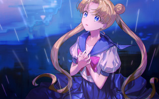 Blonde woman rain anime magic - the rain free wallpaper