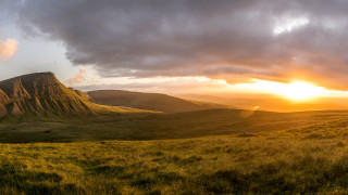 Grassy field mountain sunset sheep - the grass below free wallpaper