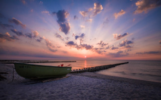 Boat beach sunset pier sky - a pier in the background free wallpaper