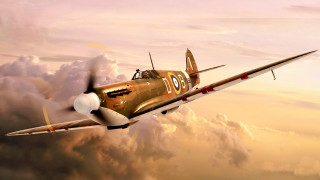 Small airplane cloudy sky person - the wing free wallpaper